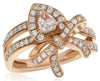 LARGE 1.0CT DIAMOND 14KT ROSE GOLD ROUND & PEAR SHAPE LOVE KNOT ANNIVERSARY RING