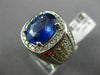 ESTATE EXTRA LARGE 7.74CT DIAMOND & AAA SAPPHIRE 14KT WHITE GOLD OVAL MENS RING