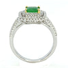 1.68CT DIAMOND & AAA EMERALD 18KT 2 TONE GOLD 3D SQUARE & ROUND ENGAGEMENT RING