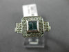 ESTATE .45CT WHITE & BLUE ROUND & PRINCESS DIAMOND 14K WHITE GOLD 3D SQUARE RING