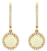 1.26CT DIAMOND & AAA OPAL 14KT YELLOW GOLD 3D ROUND HALO FLOWER HANGING EARRINGS
