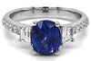 5.39CT DIAMOND & AAA SAPPHIRE 18KT WHITE GOLD 3D OVAL EMERALD CUT & ROUND RING