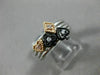 .05CT DIAMOND 14KT WHITE BLACK & ROSE GOLD 3D HEART FLOWER MULTI STACKABLE RING