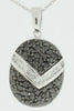 1.39CT WHITE & BLACK DIAMOND 14K WHITE GOLD CLUSTER V SHAPE FUN FLOATING PENDANT