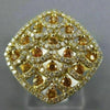 ESTATE WIDE 1.07CT DIAMOND & AAA YELLOW SAPPHIRE 14KT YELLOW GOLD FILIGREE RING