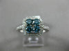 ESTATE .60CT WHITE & BLUE DIAMOND 14KT WHITE GOLD SQUARE HALO LOVE PROMISE RING