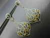 ESTATE 3.60CT WHITE & FANCY YELLOW DIAMOND 18K 2 TONE GOLD 3D TEAR DROP EARRINGS