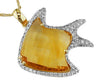 1.20CT DIAMOND & AAA CITRINE 14KT YELLOW GOLD HAPPY LUCKY FISH FLOATING PENDANT