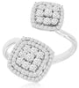ESTATE .84CT DIAMOND 14KT WHITE GOLD CLUSTER SQUARE DOUBLE HALO CRISS CROSS RING