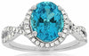 ESTATE 3.55CT DIAMOND & AAA BLUE TOPAZ 14K WHITE GOLD 3D OVAL HALO INFINITY RING
