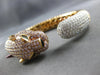 11.09CT WHITE & PINK DIAMOND & AAA EMERALD 18KT TRI COLOR GOLD BANGLE BRACELET