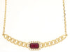 .42CT DIAMOND & AAA RUBY 14KT YELLOW GOLD SQUARE HALO OCTAGON BAR LOVE NECKLACE