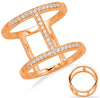 ESTATE .23CT DIAMOND 14KT ROSE GOLD 3D CLASSIC DOUBLE BAR FUN RING
