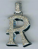 ESTATE LARGE .78CT DIAMOND 14KT WHITE GOLD 3D R INITIAL FUN FLOATING PENDANT