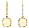 1.45CT DIAMOND & AAA OPAL 14KT YELLOW GOLD SQUARE & ROUND HALO HANGING EARRINGS