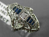 ANTIQUE .21CT OLD MINE DIAMOND & AAA SAPPHIRE 18K WHITE GOLD FILIGREE RING 19859