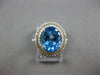 LARGE 3.48CT DIAMOND & AAA BLUE TOPAZ 14K WHITE GOLD DOUBLE HALO ENGAGEMENT RING