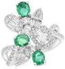 2.34CT DIAMOND & AAA EMERALD 18KT WHITE GOLD ROUND & BAGUETTE MULTI SHAPE RING