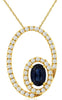 0.98CT DIAMOND & AAA SAPPHIRE 14KT YELLOW GOLD 3D OVAL & ROUND FLOATING PENDANT