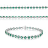 6.0CT DIAMOND & AAA EMERALD 14KT WHITE GOLD CLASSIC OVAL & ROUND TENNIS BRACELET