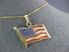 ESTATE LARGE 14KT YELLOW GOLD 3D HANDCRAFTED ENAMEL AMERICAN FLAG PENDANT #25299