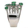 WIDE 2.25CT DIAMOND & AAA EMERALD 18KT WHITE GOLD OVAL & ROUND ANNIVERSARY RING