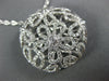 ESTATE LARGE 1.23CT DIAMOND 18K WHITE GOLD CIRCULAR OPEN FILIGREE FLOWER PENDANT