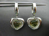 ESTATE 2.30CT DIAMOND & GREEN AMETHYST 14K WHITE GOLD 3D I LOVE U HEART EARRINGS