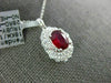LARGE 1.62CT DIAMOND & AAA RUBY 18KT WHITE GOLD 3D OVAL DOUBLE HALO PENDANT