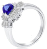 1.17CT DIAMOND & AAA TANZANITE 18KT WHITE GOLD 3D TRILLION ROUND & BAGUETTE RING