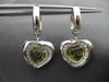 ESTATE 2.30CT DIAMOND & GREEN AMETHYST 14K WHITE GOLD 3D I LOVE U HEART EARRINGS
