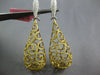 5.55CT WHITE & CANARY DIAMOND 18K 2 TONE GOLD TEARDROP FILIGREE HANGING EARRINGS