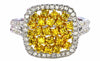 .99CT WHITE & FANCY YELLOW DIAMOND 18KT 2 TONE GOLD SQUARE HALO ANNIVERSARY RING