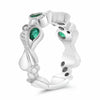 ESTATE .94CT DIAMOND & AAA EMERALD 14KT WHITE GOLD 3D CLASSIC PAISLEY FUN RING