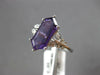 ESTATE 2.33CT DIAMOND & AAA AMETHYST 14K WHITE GOLD 3D HEXAGON & ROUND LOVE RING
