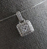ESTATE .29CT DIAMOND 14KT WHITE GOLD ROUND CLUSTER HALO SQUARE FOATING PENDANT