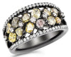 LARGE 2.55CT WHITE & MULTI COLOR DIAMOND 18KT BLACK GOLD 3D ANNIVERSARY RING
