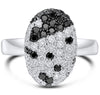 ESTATE 1.05CT WHITE & BLACK DIAMOND 14KT WHITE GOLD 3D OVAL SHAPE FUN RING