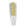 LARGE 2.58CT WHITE & FANCY YELLOW DIAMOND 18K 2 TONE GOLD 3 ROW ANNIVERSARY RING