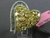 EXTRA LARGE 7.21CT WHITE & FANCY YELLOW DIAMOND 18K 2 TONE GOLD HEART LOVE RING