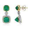 LARGE 10.47CT DIAMOND & AAA EMERALD 18KT 2 TONE GOLD SQUARE & ROUND FUN EARRINGS