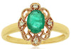.84CT DIAMOND & AAA EMERALD 14K YELLOW GOLD OVAL & ROUND MULTI HEART FLOWER RING