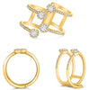ESTATE WIDE .49CT DIAMOND 14KT YELLOW GOLD 3D MULTI FLOWER CRISS CROSS FUN RING