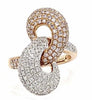 LARGE 1.72CT WHITE & PINK DIAMOND 18K WHITE ROSE GOLD CRISS CROSS LOVE KNOT RING