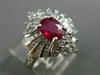 ESTATE LARGE 2.37CT DIAMOND & RUBY 18KT WHITE GOLD FLOWER ENGAGEMENT RING #25401