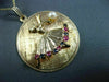 ANTIQUE LARGE 14KT YELLOW GOLD & AAA MULTI GEM FLOATING BALLERINA PENDANT #22522