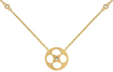 .06CT DIAMOND 14KT YELLOW GOLD 3D ROUND STAR FLORAL BY THE YARD LOVE NECKLACE