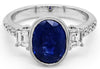 3.43CT DIAMOND & AAA SAPPHIRE 18KT WHITE GOLD 3D OVAL EMERALD CUT & ROUND RING