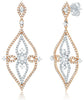LARGE 1.41CT DIAMOND 14KT WHITE GOLD 3D FLOWER DOUBLE LEAF FUN HANGING EARRINGS