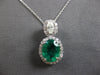 LARGE 2.26CT DIAMOND & AAA COLOMBIAN EMERALD 18KT WHITE GOLD HALO PENDANT #28060